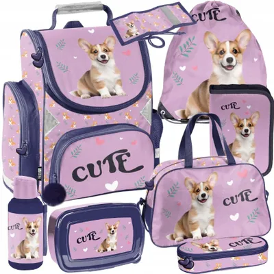 Produktbild von Mega Schulset XXL – HUND CORGI 8-teiliges Schulranzen-Set Für Jungen & Mädchen Klasse 1–4