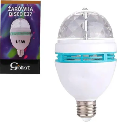 Zdjęcie produktu dla Kula Dyskotekowa - Żarówka LED Projektor Disco RGB, Obrotowa Głowica, E27, 15 cm, Zasilanie Sieciowe.