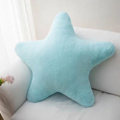 Image de Coussin en forme d'étoile 60 cm – Coussin en peluche tout doux pour la chambre d'enfant, le canapé et le lit – Bleu