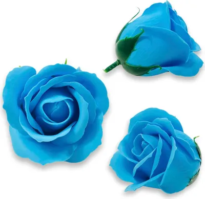 Produktbild von Blaue Seifenrose Blütenkopf 6,5 cm auf Kunststoffspieß, verwelkt nie, für Blumenarrangements