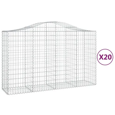 Productafbeelding van vidaXL Gabionen met boogvorm, 20 stuks, 200x50x120/140 cm, verzinkt staal