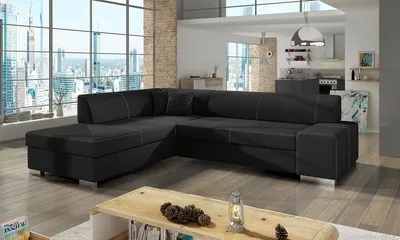 Produktbild von NABBI Ecksofa mit Zersetzung u Lagerraum Pinero L - schwarz (Sawana 14)