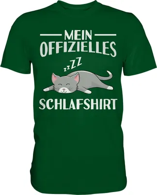 Produktbild von Offizielles Schlafshirt Nachthemd Schlafanzug Pyjama Katze T-Shirt – Bottle Green / L