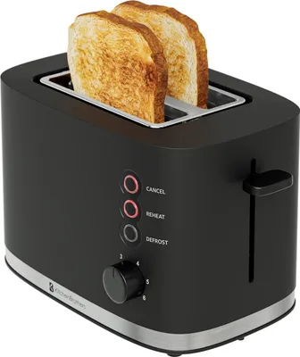 Produktbild von KitchenBrothers Toaster - Retro - Toaster - 6 Einstellbare Bräunungsstufen - 2 Extra Breite Schlitze - 870W - Schwarz