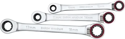 Produktbild von WGB 4in1 Doppelring-Ratschenschlüsselsatz 3-teilig SW8-SW19