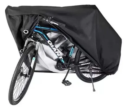 Produktbild von Waterdichte Fahrradhaube für 1/2 Fahrräder - 200 x 110 x 70 cm - Universell einsetzbar - mit Aufbewahrungstasche - schwarz - 210D Oxford-Stoff - wasserdicht - sonnenschutzfähig - mit Schaltlöchern