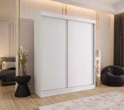 Produktbild von Schwebetürenschrank 2-türig 170x205x58 cm Weiß – Moderner Kleiderschrank für Schlafzimmer und Flur