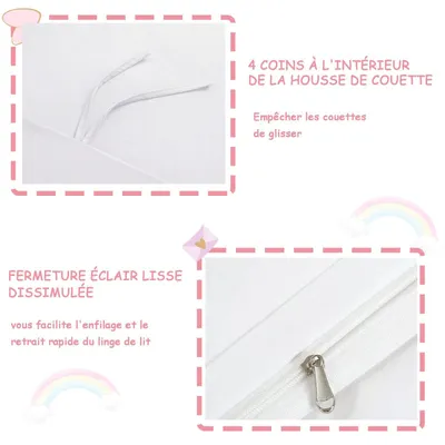 Image de Housse de couette en microfibre, 90 x 190 cm, rose, avec taie d'oreiller 40 x 60 cm, pour lit de bébé