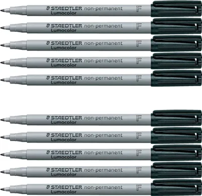 Produktbild von Staedtler 316-9 BKDA Lumocolor Universalstift F-Spitze circa, 0.6 mm, non-permanent, schwarz (0.6 mm, schwarz, 10)