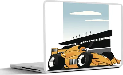 Produktbild von MuchoWow® Laptop Aufkleber Sticker Cover Ein gelber Rennwagen aus der Formel 1 in einer Illustration 30x22 cm - Laptop-Sticker