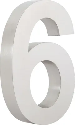 Obrázek produktu pro Domovní číslo "6" z nerezové oceli Zelsius, 13 x 20 cm, stříbrné