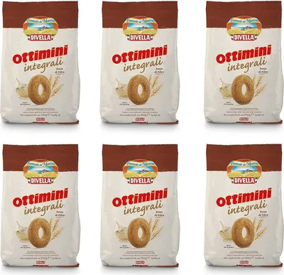 Produktbild von 6x Divella Ottimini Integrali Vollkornkekse Kekse mit Vollkornmehl 700g Biscuits Cookies italienische Kekse