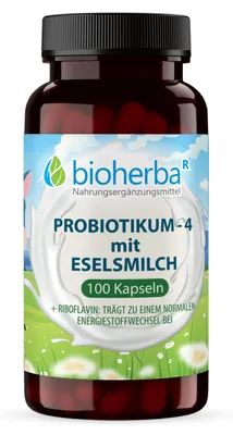 Produktbild von Bioherba Probiotikum 4 mit Eselsmilch 100 Kapseln