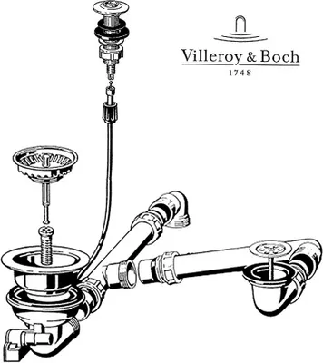 Produktbild von Villeroy und Boch 82151000 Ab- und Überlaufgarnitur mit Exzenterbetätigung / Subway 50 und 50 flat / Subway 60 und 60 flat / Subway XM und XM flat / New Wave 60 / Condor 60