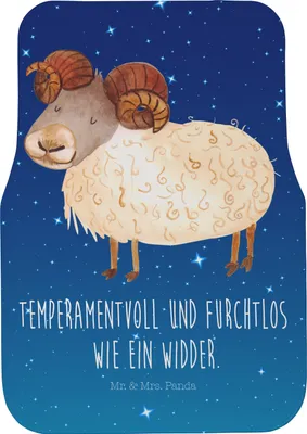 Produktbild von Mr. & Mrs. Panda Fußmatte Auto Sternzeichen Widder - Sternenhimmel Blau - Geschenk, Geburtstag März, Automatte, Auto-Fußmatte, Fürs, Teppich, Bock, Schafbock, April