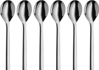 Produktbild von WMF Nuova zestaw łyżeczek do kawy i herbaty, 6-częściowy, 13,5 cm, stal nierdzewna Cromargan polerowana, błyszcząca, można myć w zmywarce