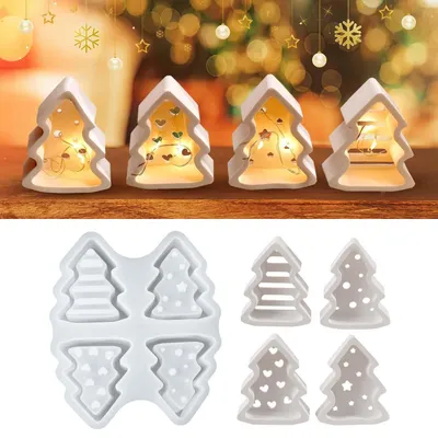 Immagine prodotto di Forme in silicone per colata, ideali per Natale, set da 4 pezzi. Forme per candele e per colata di gesso