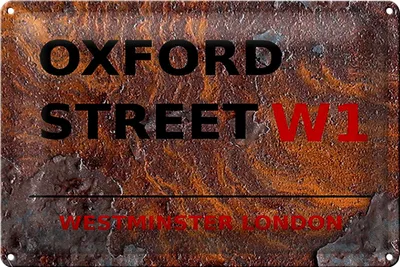Produktbild von Blechschild London 30x20cm Westminster Oxford Street W1 rost