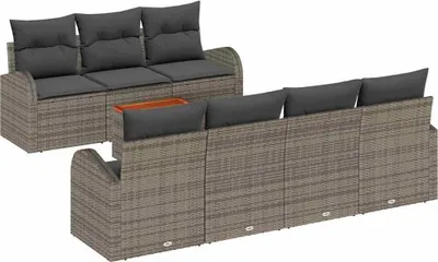 Obrázek produktu pro vidaXL Zahradní sedací souprava s úložným prostorem 8 ks Grey poly ratan