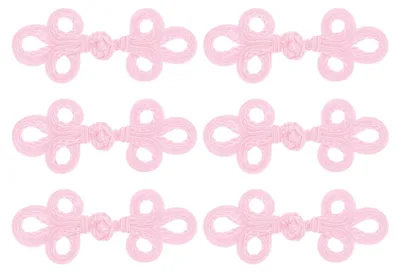6 Paar chinesische Knotenknöpfe, Froschverschluss, rosa, 13 cm, Polypropylen