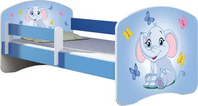 Immagine prodotto di ACMA letto per ragazzi letto per bambini completo di rete a doghe e protezione anticaduta Blu 26 Elefante 140x70