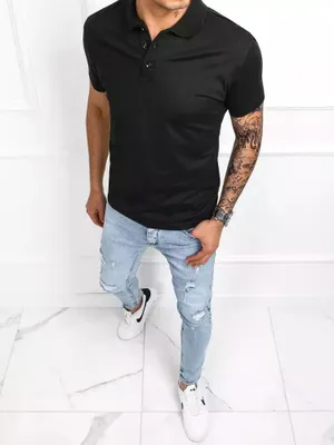 Produktbild von Dstreet Herren-T-Shirt mit Kragen Priceh schwarz XL