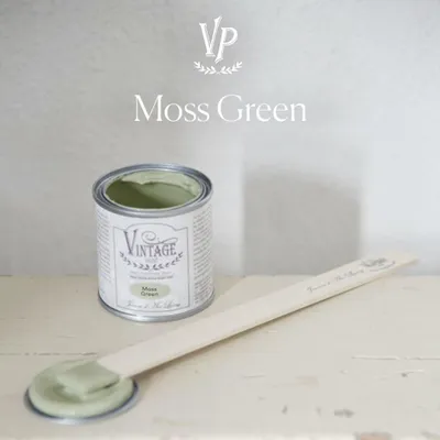 Produktbild von Mat Natural Vintage Paint Kreidefarbe – Möbelfarbe Matt | Wasserbasiert VOC-arm EN 71-3 EU Ecolabel | 65+ Farben | Shabby Chic & Vintage Look - 100 ml - Moss Grün