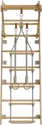 Zdjęcie produktu dla Drabinki 301181, drabinki dla dzieci, ścianka wspinaczkowa z drabinką linową i kółkami gimnastycznymi, 62 x 210 x 57 cm