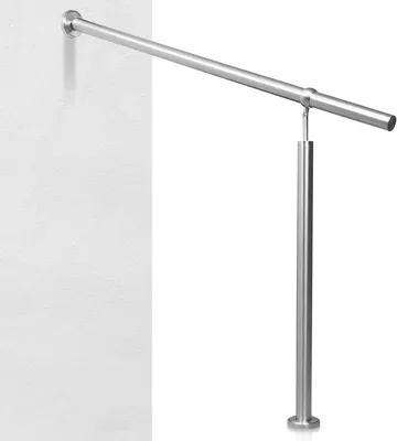 Produktbild von SWANEW Edelstahl Wandhandlauf Geländer, Silber, 100 cm Länge, 90 cm Höhe, 42 mm Ø Handlauf, für Innen-, Außen- & Treppenbereich, 0-145° Winkel verstellbar, robust, witterungs- & korrosionsbeständig, mühelose Montage