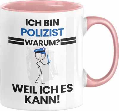 Produktbild von Polizist Geschenk Tasse Lustiger Spruch Ich Bin Polizist Warum Weil Ich Es Kann Geschenkidee Bester Polizist Geburtstag Kaffee-Becher (Rosa)
