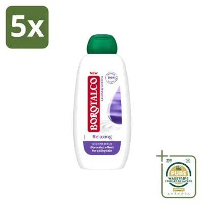 Obrázek produktu pro 5 kusů sprchového gelu Borotalco Relaxing – Levandule a kosatec – 250 ml – Balení