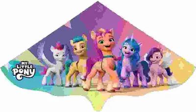 Produktbild von Kinderdrachen My little  Pony 115x63cm, mit Wickelgriff und Schnur, Segel aus Polyethylenfolie,, Wind 20-40 km/h