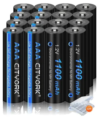 Obrázok produktu pre Nabíjateľné batérie, typ NiMH, kapacita 1100 mAh, 16 ks AAA