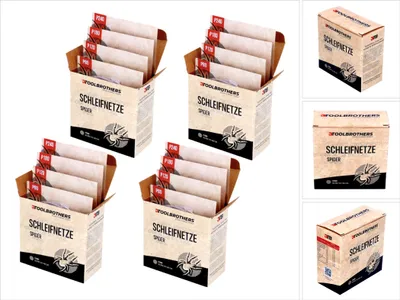 Produktbild von Toolbrothers SPIDER Schleifset Netzschleifmittel 4 Packungen 160x Schleifnetze 125mm Klett je 40x P80 / P120 / P180 / 240 für Hartholz, Weichholz, Lack, Stein, Stahl, Aluminium, Furnier