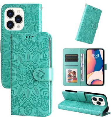 Produktbild von König Design Hülle kompatibel mit Apple iPhone 14 Pro Kunstleder Handyhülle - Handy Case Grün