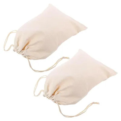 Produktbild von Große Stofftasche aus Canvas, 2 Stück, mit Kordelzug, wiederverwendbare Gemüsebeutel für Kartoffeln und Obst, atmungsaktiv