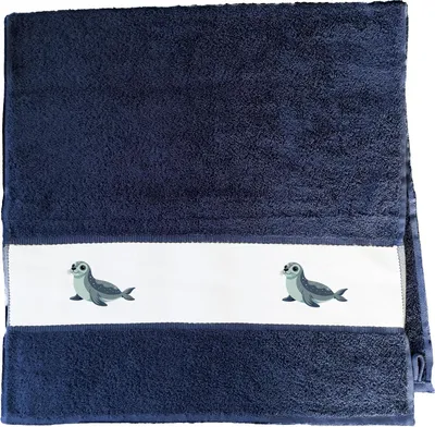 Produktbild von Huuraa Handtuch Seehund Comic 50x100cm French Navy Baumwolle Handtuch Geschenkidee