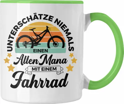 Produktbild von Trendation - Fahrradfahrer Geschenk Tasse Spruch Rennrad Mountainbike Geschenkidee Radfahrer Rentner Rente (Grün)