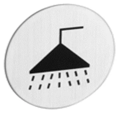 Image de Pictogramme Douche, acier inoxydable, rond Ø,75,mm x 1,2 mm