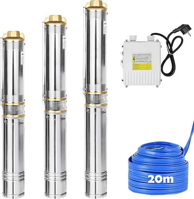Obrázek produktu pro 370W ponorná čerpadla pro domácí vodárny, nerezová hlubinná čerpadla s 20m hadice, ochrana proti přehřátí, ponorná tlaková čerpadla, přenosná čerpadla pro špinavou vodu, průtok až 4000 l/h, zahradní čerpadla