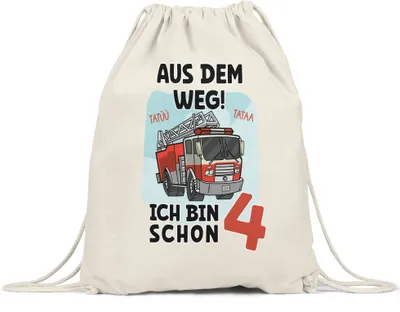 Produktbild von Aus Dem Weg Ich Bin Schon 4 Turnbeutel Gymsack Happy Birthday 4. Geburtstag Alles Gute Jahre Feuerwehrmann Geburtstagsfeier
