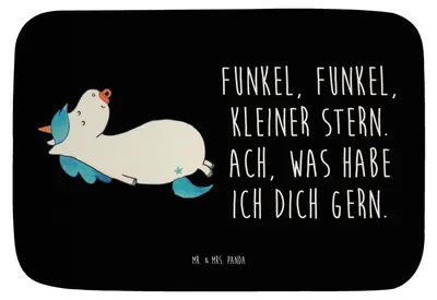 Produktbild von Mr. & Mrs. Panda Badläufer Einhorn Schnuller - Schwarz - Geschenk, Badezimmerteppich, Bad Fußmatte, Baby, Mutter, Mama, Badematte, Badvorleger, Duschvorleger, Geburtstag