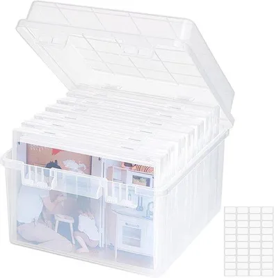 Productafbeelding van Famanu fotodoos, 13 x 18 cm - met 7 interne compartimenten en een transparante houder