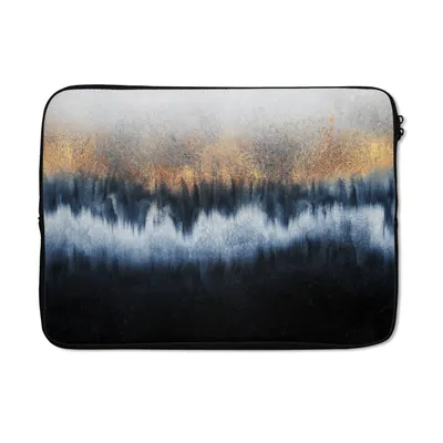 Produktbild von MuchoWow® Laptop Hülle 14 ZollAbstrakt - Gold - Luxus - Blau Laptoptasche - Laptoptasche - Stoßsicher - Schutzhaube