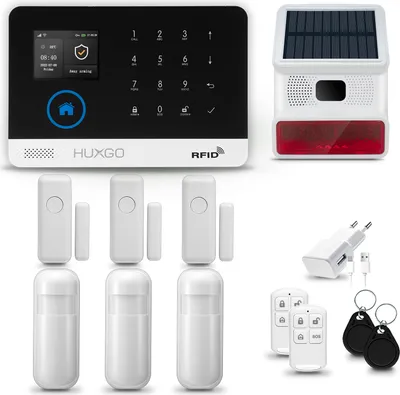 Produktbild von HUXGO HXA003 Alarmanlage Haus WiFi + GSM 4G mit Funk Sirene, Alarm System mit 3x Bewegungssensor und 3x Tür- Fenstersensor, Alarmanlage für Wohnung, Haus, Büro, Tuya Smartlife App