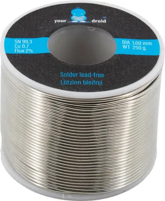 Produktbild von Bleifreies Lötzinn 1mm 250g Sn99Cu1 mit Flussmittelkern