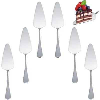 Productafbeelding van 6 stuks taartschep, roestvrij staal, taartmes, zilverkleurig