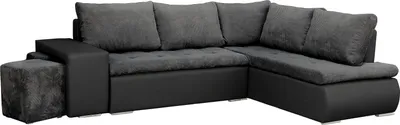 Produktbild von Ecksofa mit Schlaffunktion und Bettkasten, Couch für Wohnzimmer, Schlafsofa Sofagarnitur Sofa Eckcouch L-Form Wohnlandschaft mit Bettfunktion, Ottomane rechts - 265 x 180 x 88 cm - Belgrad - (Ecksofa Belgrad Dot 95+ Madryt 1100 Dunkelgrau + Schwarz)