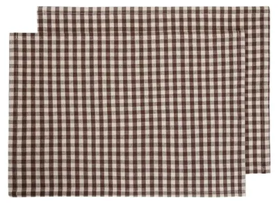 Zdjęcie produktu dla HOMLA Maty stołowe MARAVILLA bawełniane w brązową kratkę, zestaw 2 szt., 30x45 cm