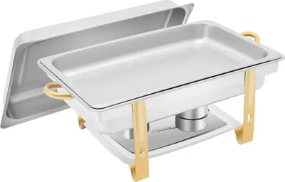 Produktbild von Buffetwärmer 9 L - Chafing Dish Set - Edelstahl - Mit Deckel und Brennerhaltern - Für Hotel Catering Party - Silber